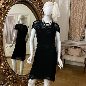 This shear elegance and style black cocktail dress is elegant and cool